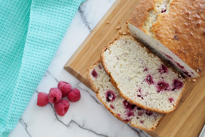 I make this Coconut Raspberry Loaf often for an after school snack for the kids and to have with a cuppa when guests pop in. I bake the loaf, slice it up, and put it in the freezer (in a freezable container) and take out a slice and defrost as needed.