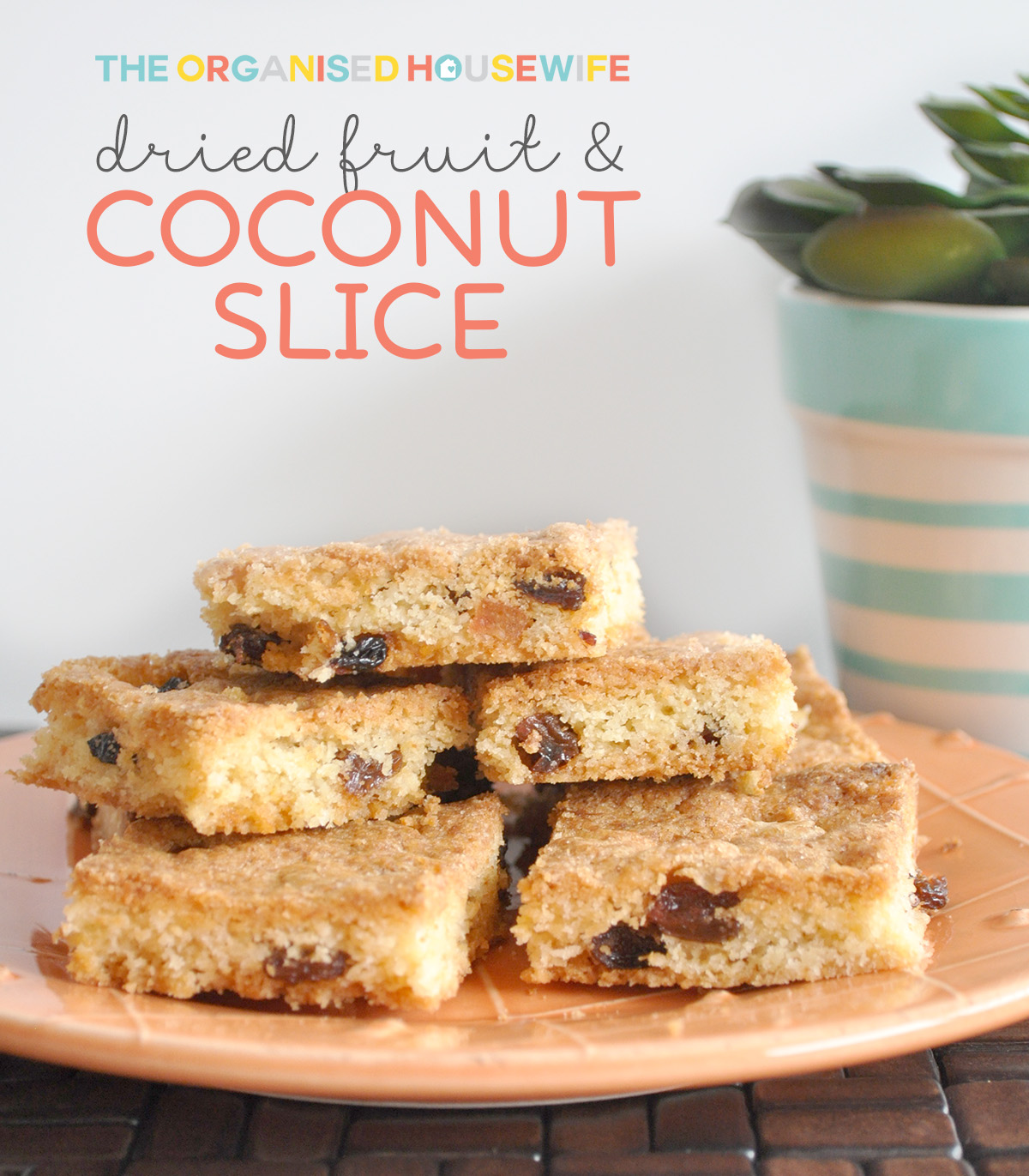 I love having slice in my house as it's the perfect snack for morning or afternoon tea. This slice is quite easy to make and I think the dried fruit makes it extra tasty. I hope you enjoy eating this Dried Fruit & Coconut slice as much as I do.