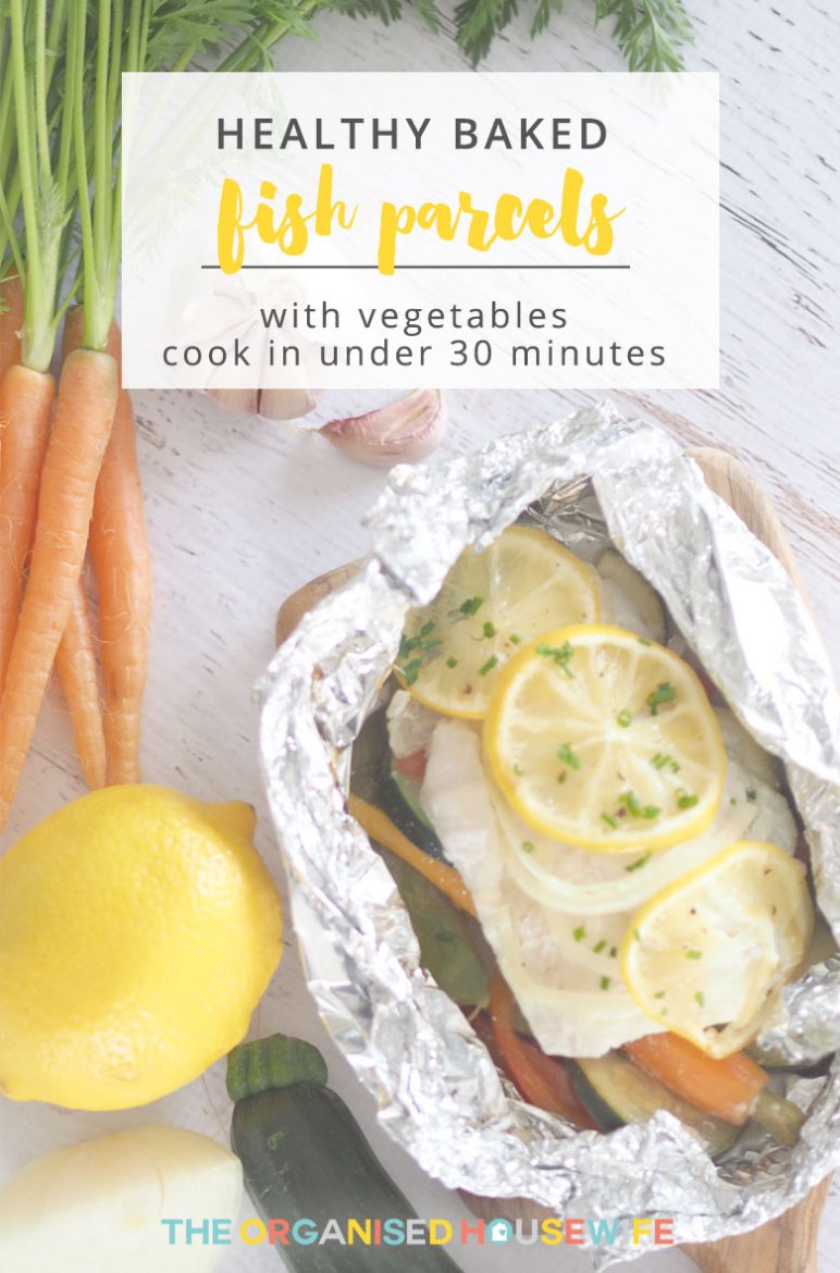 Scrumptious flaky baked fish with vegetables, deliciously light and fresh. From start to finish, you will have this on the table in less than 30 minutes.