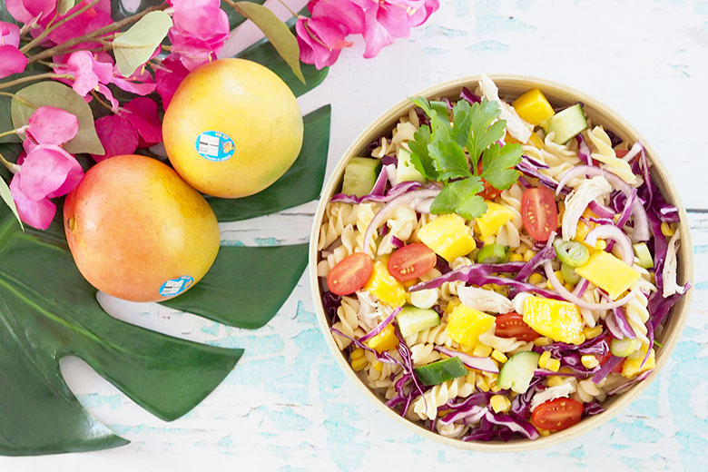 There is no limit on how you can use Mangoes and recently when I asked my readers how they like to use Mangoes the possibilities were endless. My Mango & Chicken Pasta Salad is perfect on it's own for lunch or dinner. 