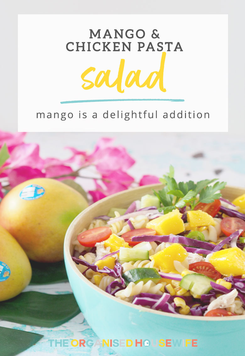 There is no limit on how you can use Mangoes and recently when I asked my readers how they like to use Mangoes the possibilities were endless. My Mango & Chicken Pasta Salad is perfect on it's own for lunch or dinner. 