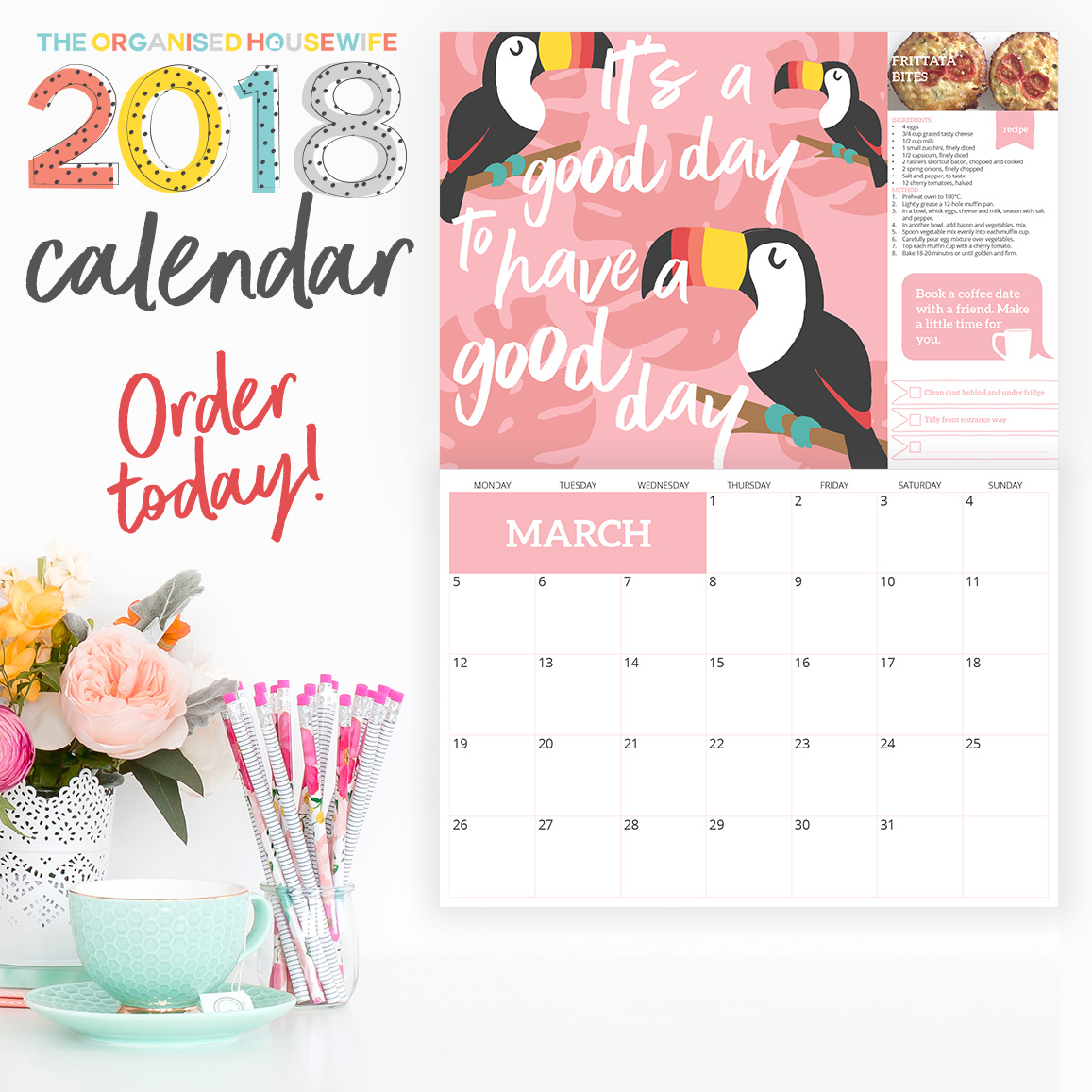 The Organised Housewife 2018 Wall Calendar