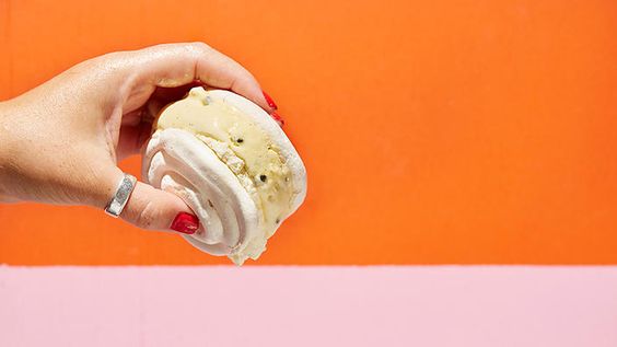 Passionfruit pavlova ice-cream sandwiches