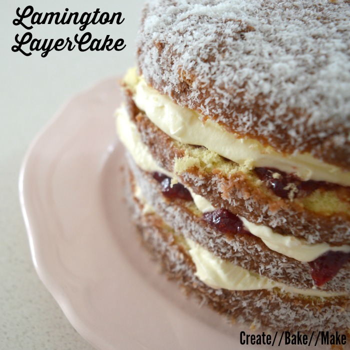 Lamington Layer Cake with jam and cream