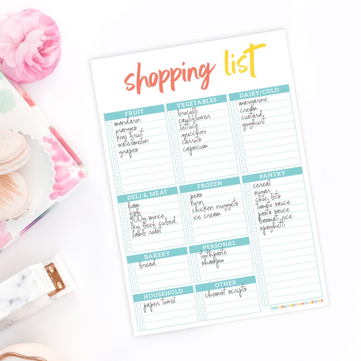 This ultra organised shopping list notepad will help you save time while walking up and down the aisles at the supermarket, listing all your required groceries in the provided categories.
