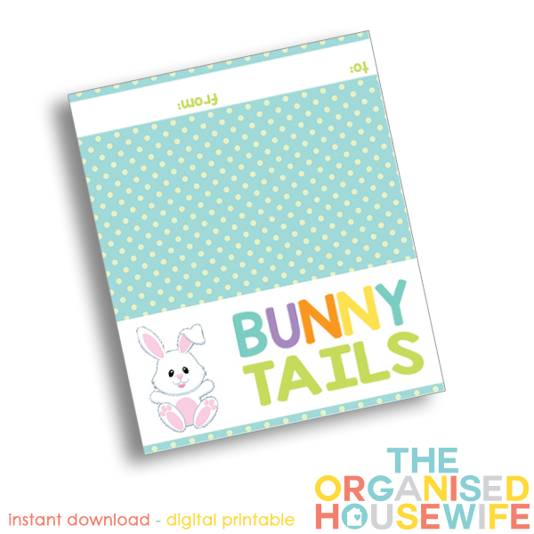 Bunny Tails Easter bag topper. 4 toppers per A4 page, print as many as you need.