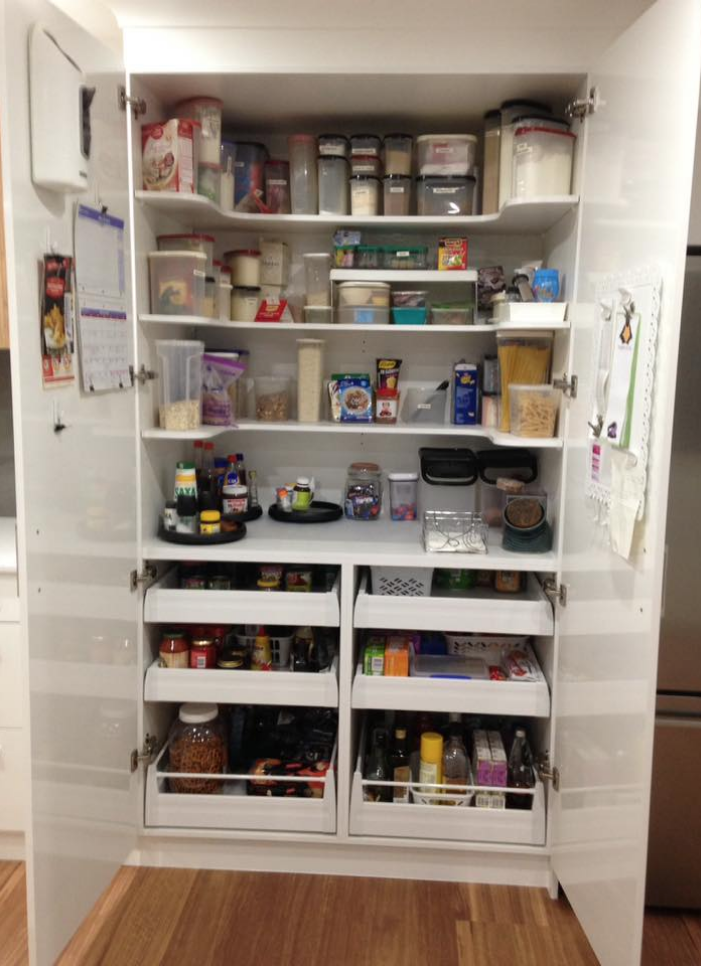 Kitchen pantry storage ideas. Organise and tidy the kitchen.