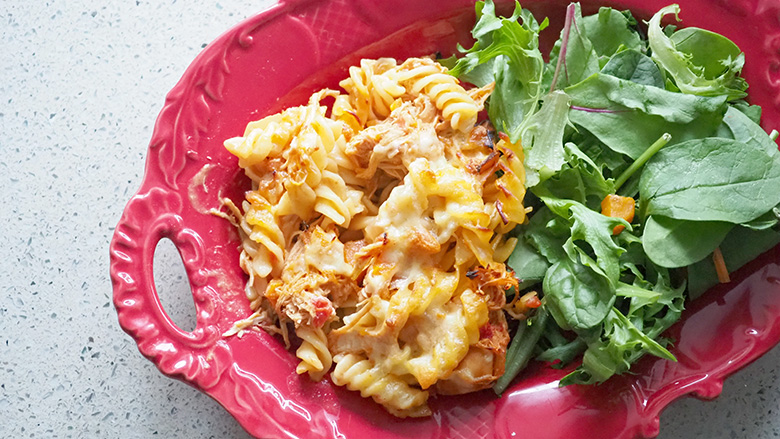 Mexican chicken pasta bake