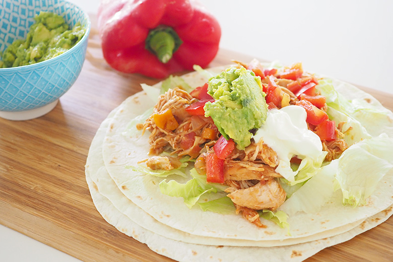 Slow Cooker Mexican Salsa Chicken Burrito Taco Recipe