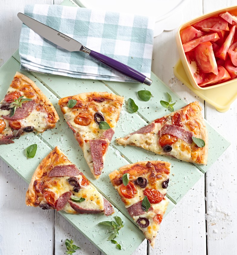 Nothing beats homemade pizza dough if you have the time to make it.  It's budget friendly, fun to roll out with the kids and as you can control the ingredients you can make it as healthy as you like. 