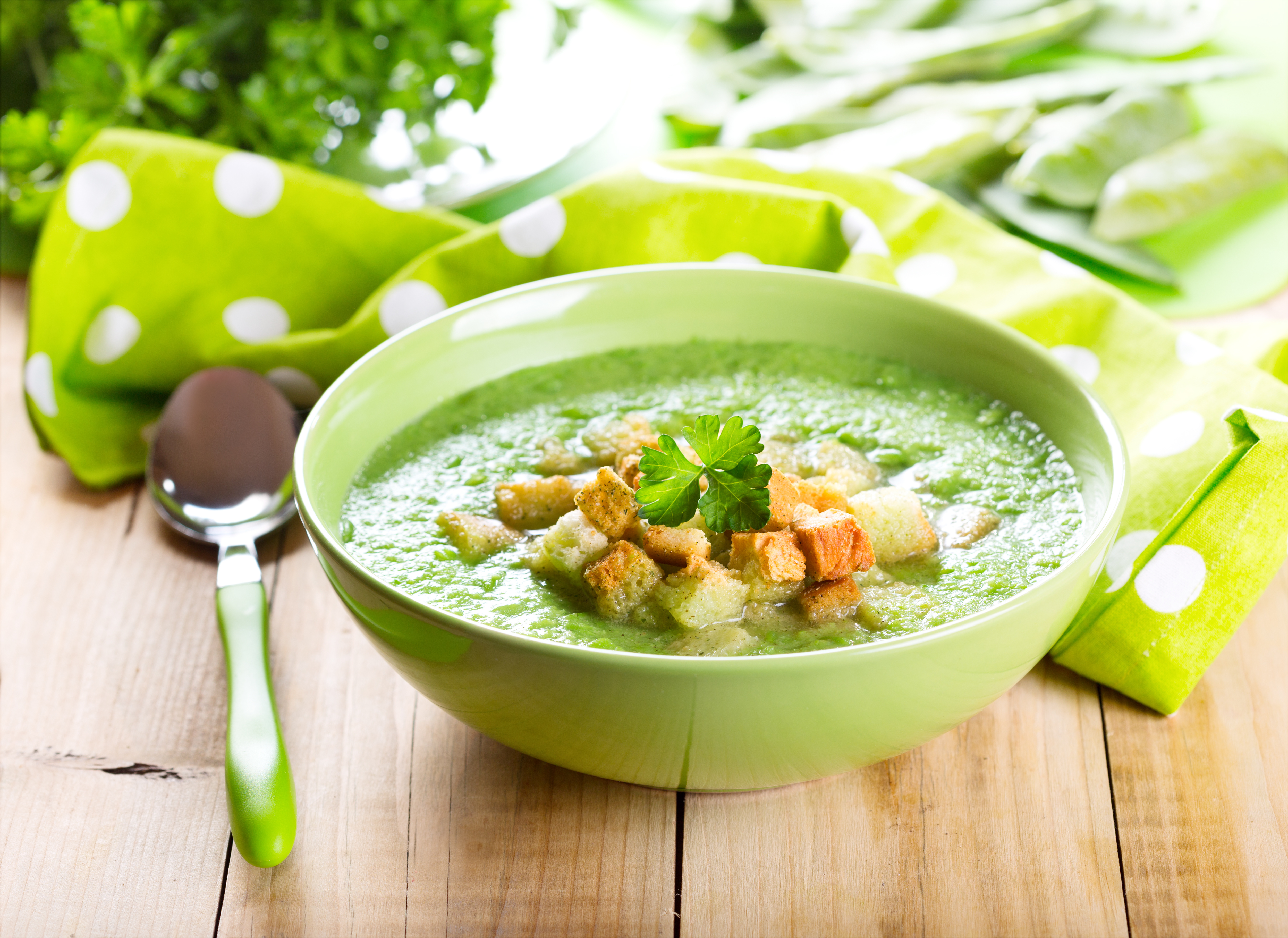 Broccoli and Basil Soup With Garlic Croutons Recipe