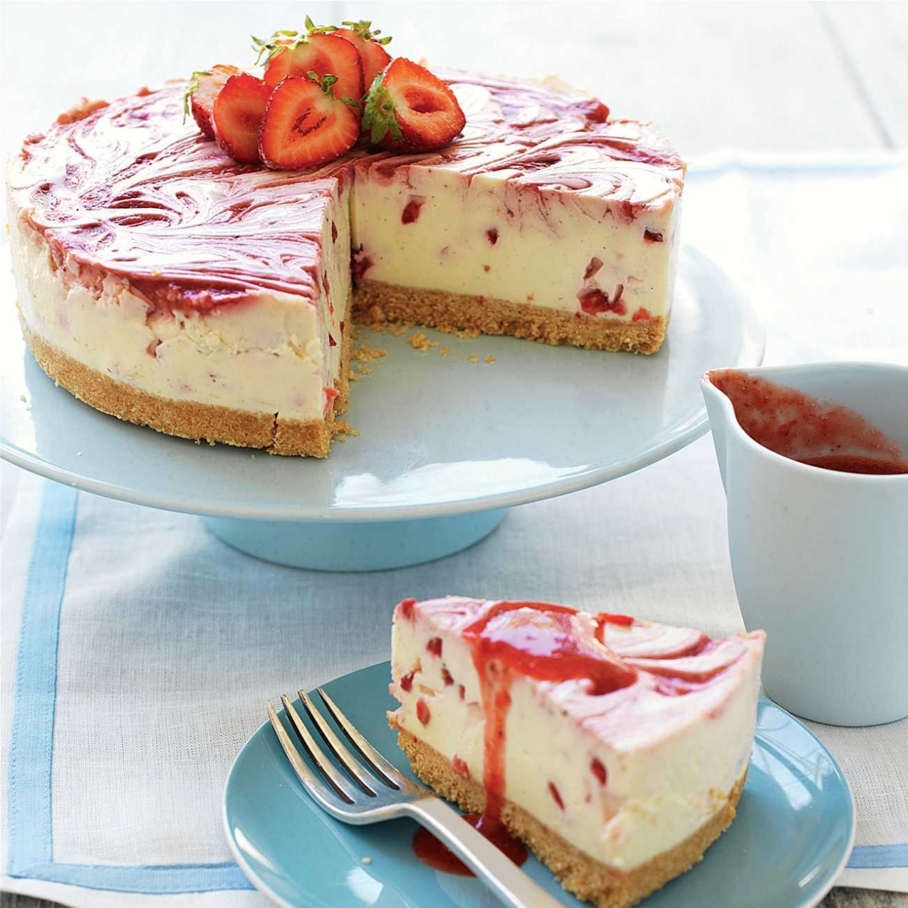 Fathers Day Recipe Ideas - strawberry swirl cheesecake