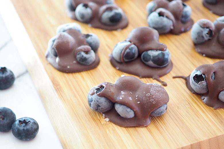 These three-ingredient Frozen Chocolate Blueberry Clusters make for a sweet treat with a healthy twist.