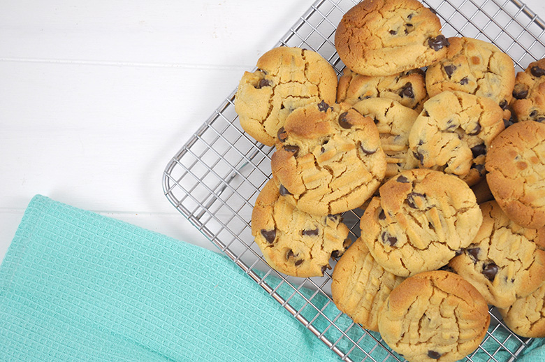 These Peanut Butter Choc Chip Cookies put a twist on the average chocolate chip cookie, adding a whole new dimension of crunchy, nutty goodness.