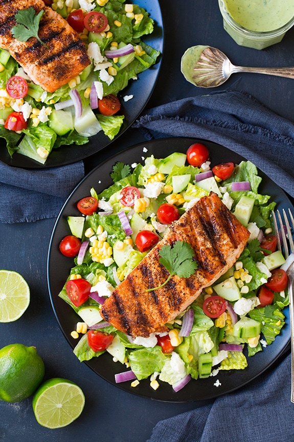 MEXICAN GRILLED SALMON WITH SALAD