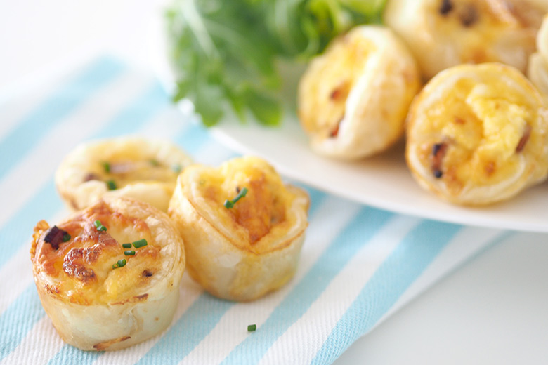 Cheese and bacon mini quiches