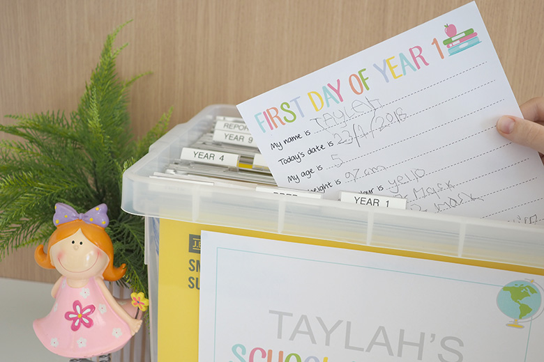 I'm such a sentimental mum and have kept so many school trinkets over the years. Here is the system I use to keep those special school keepsakes organised!