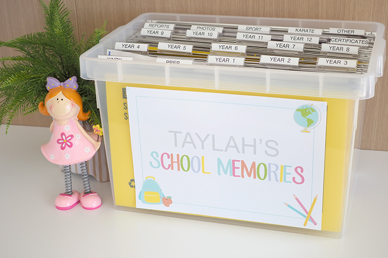 KIDS SCHOOLWORK ORGANIZER School Year Memories Memory Box Kit Diy