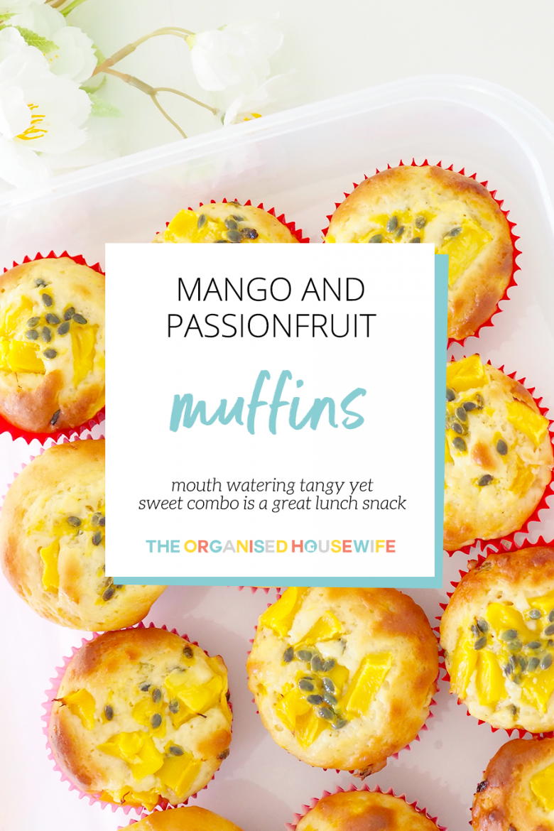 These Mango and Passionfruit Muffins are delicious, a little tangy and will have your mouth watering at every bite. Perfect for a lunch snack.