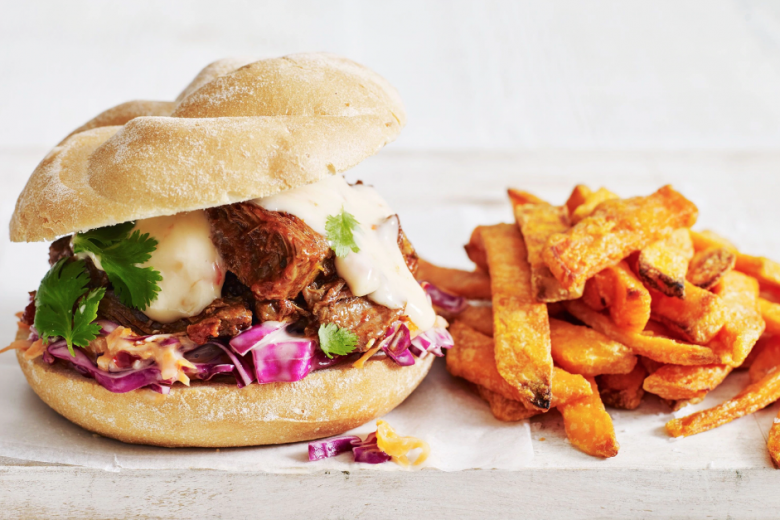 Gourmet Pulled Beef Burger with Chilli Mayo