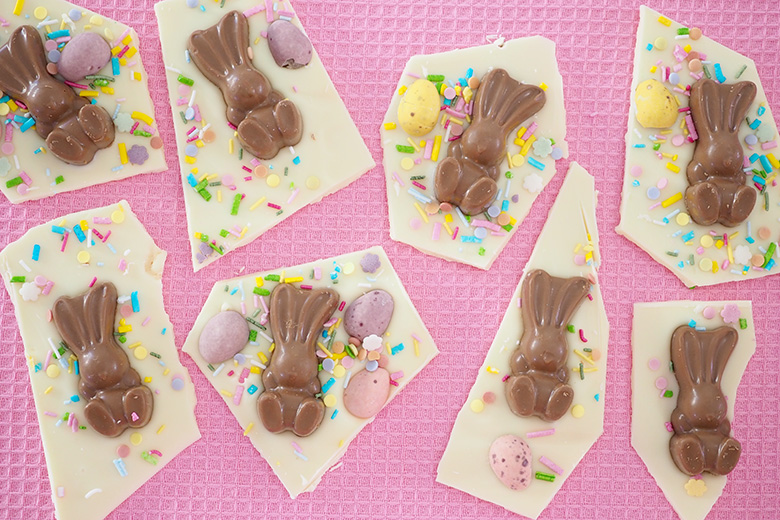 Homemade Easter chocolate baking recipe. Great for gift giving. Cute rabbit chocolates for kids.