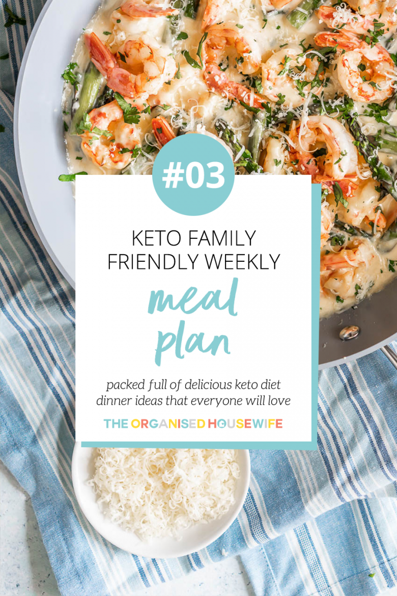Keto meal plan. Family friendly weekly plan.