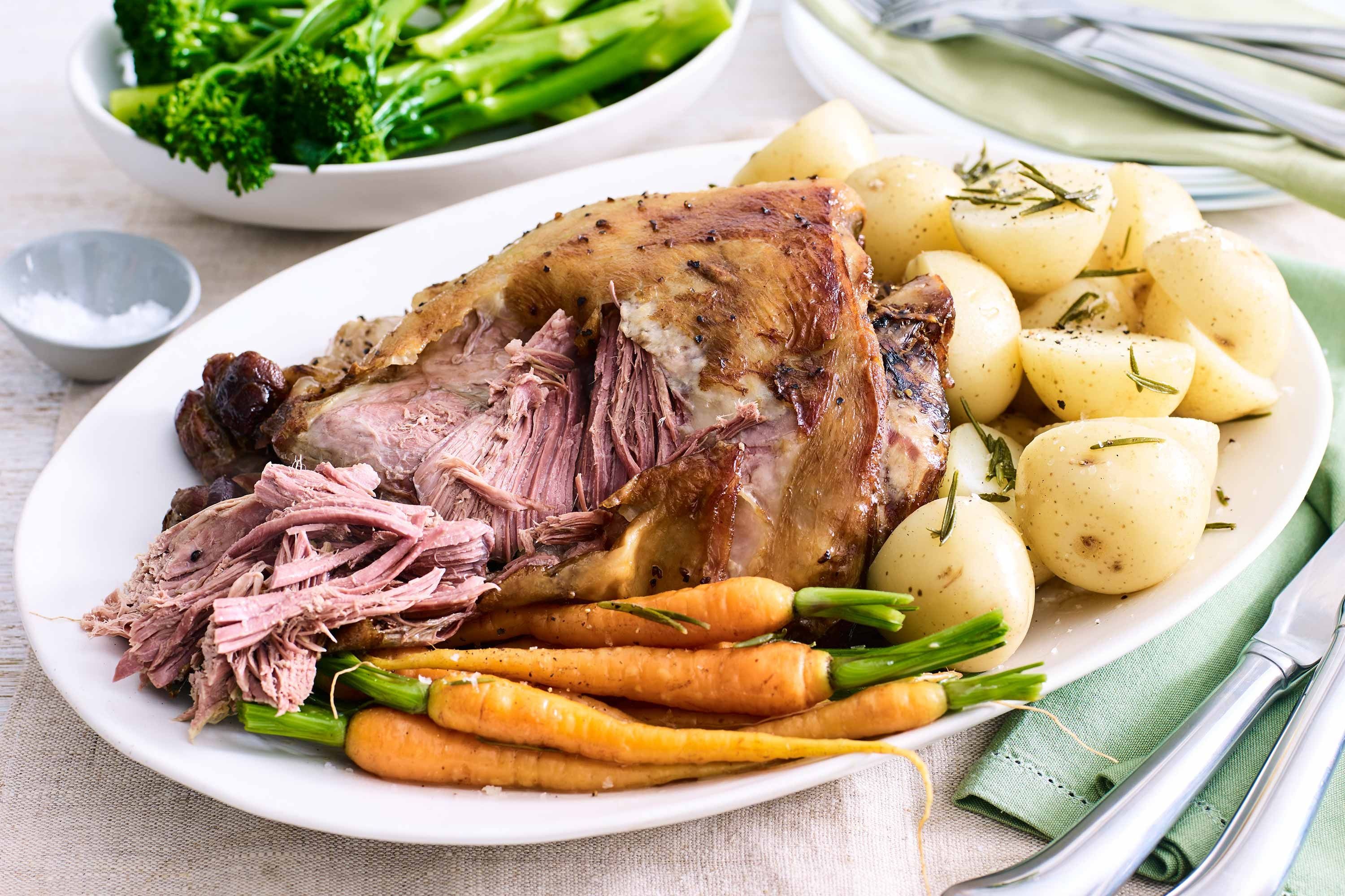 Slow cooked lamb family dinner idea