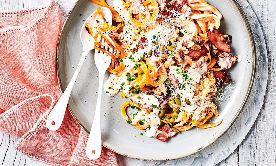 Creamy bacon pumpkin spaghetti recipe