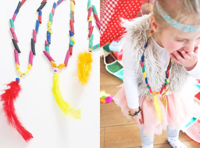 Pasta Necklace Craft Ideas for Children