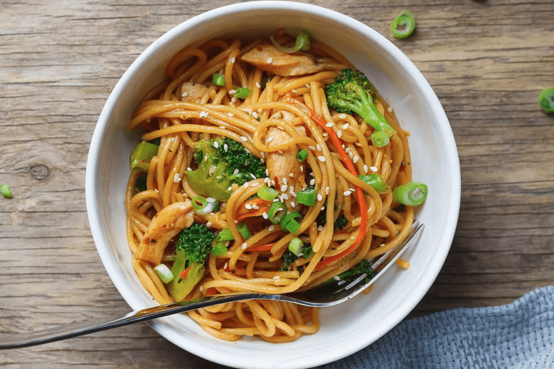 15 minute quick chicken stir fry noodles recipe