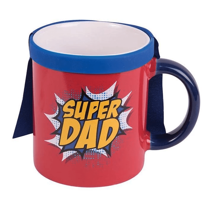 Cool funny Super Hero Dad mug with cape for Father's Day