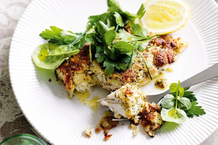 Macadamia Crusted Fish with Herb Salad Recipe