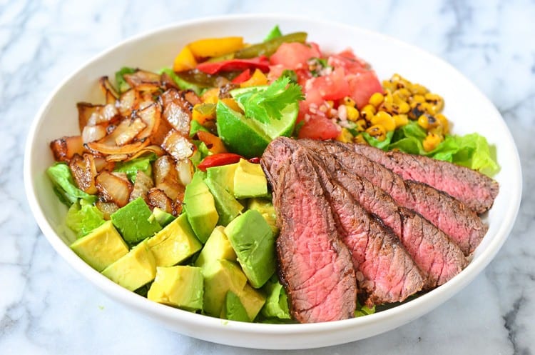 Avocado and Steak salad Keto meal plan dinner idea