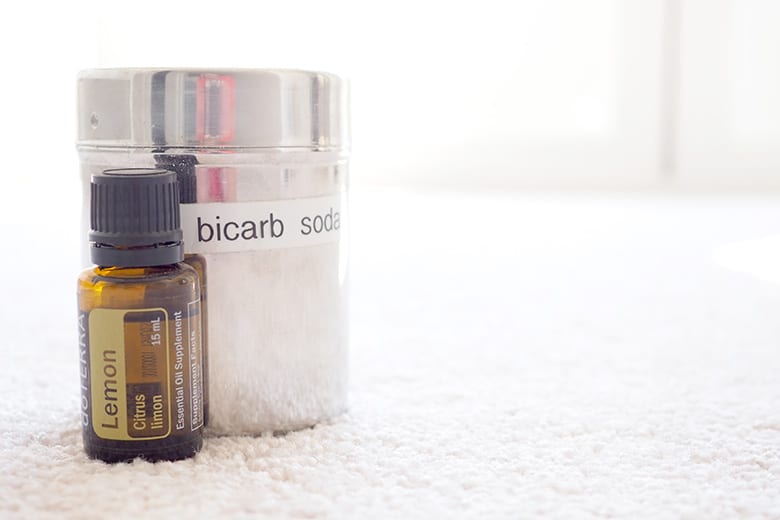 bicarb soda and lemon essential oil for cleaning carpets