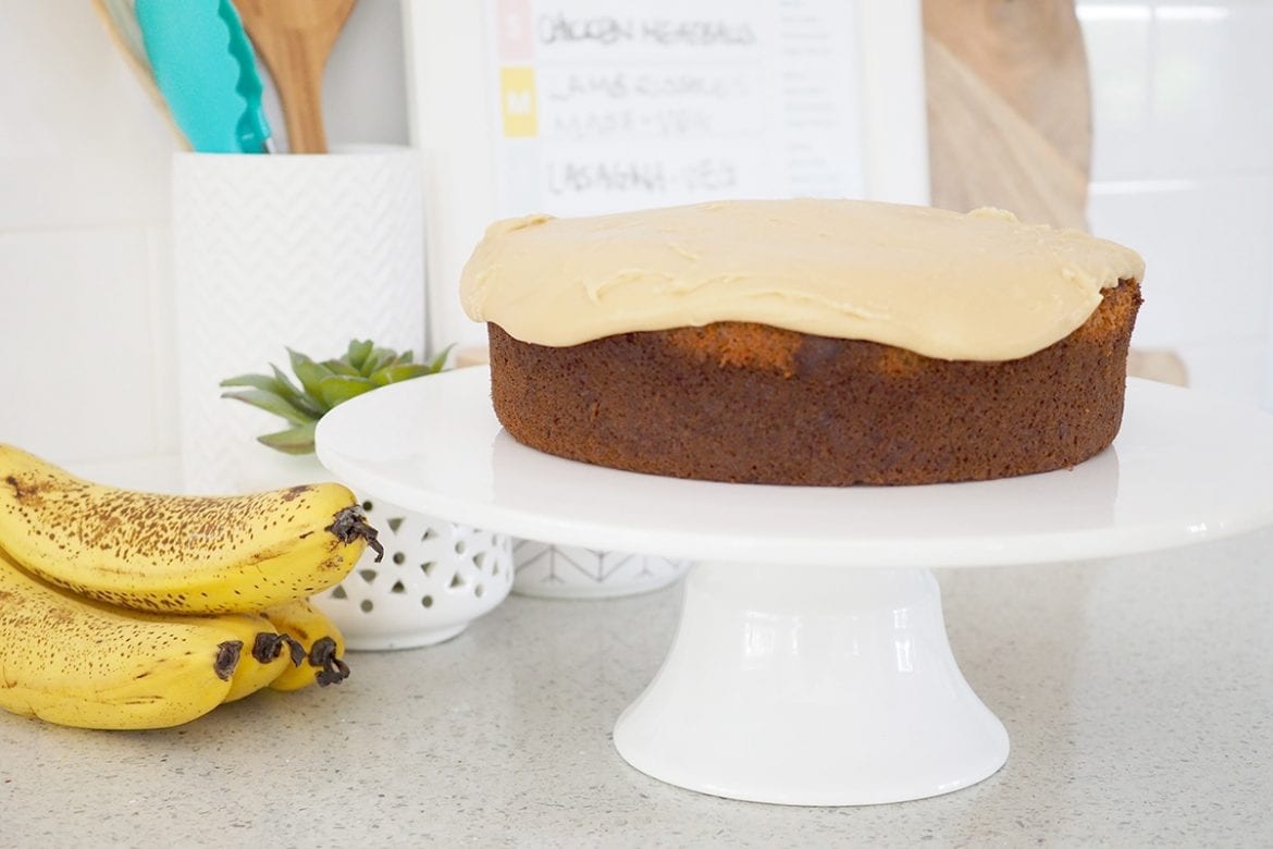 Easy and delicious caramel banana cake recipe by The Organised Housewife