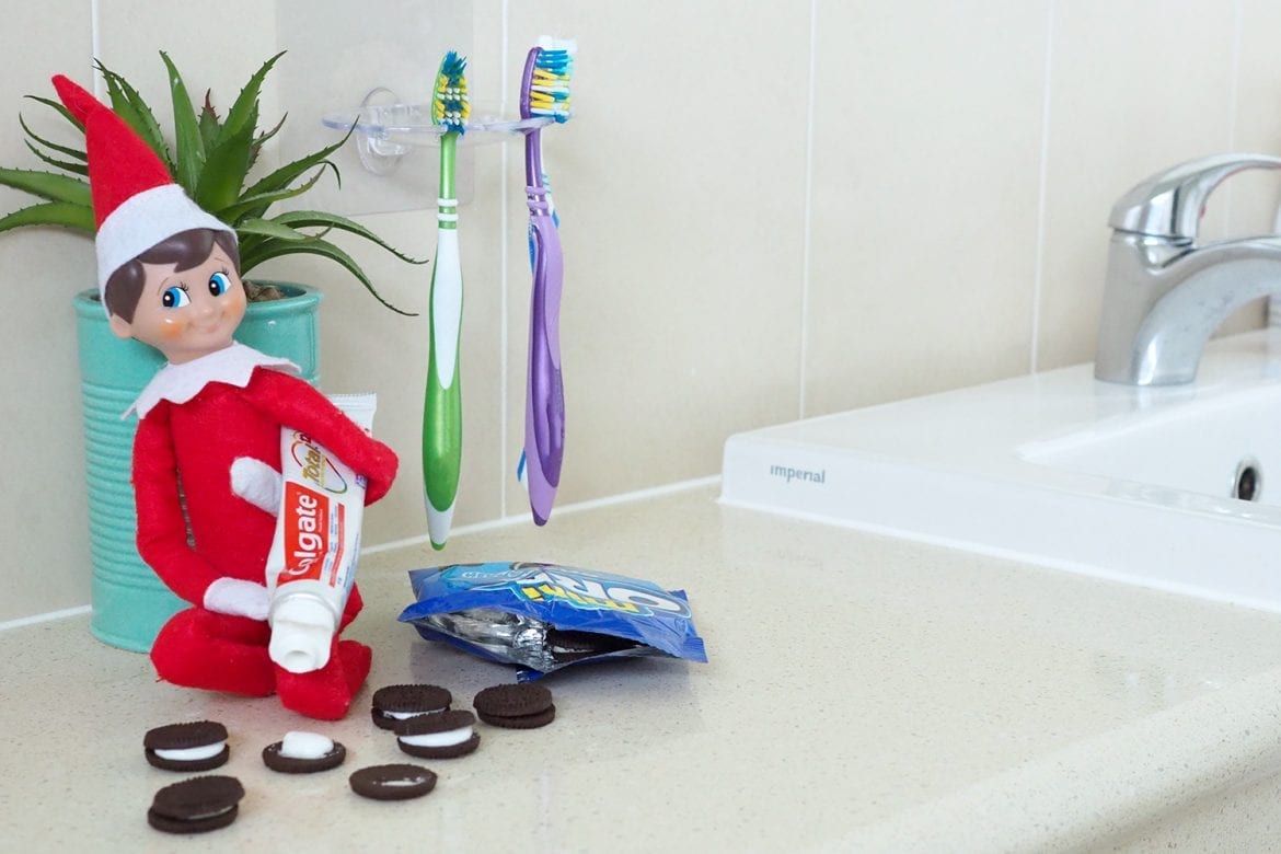 Elf on the Shelf toothpaste oreo