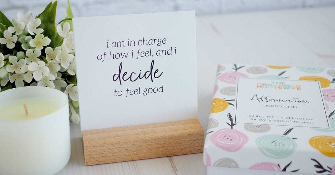 Affirmation quote cards display happy