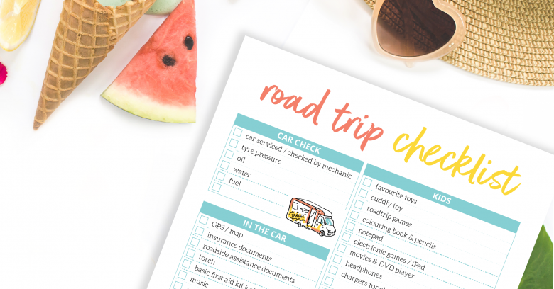 Road trip checklist printable to prepare for car trip holiday