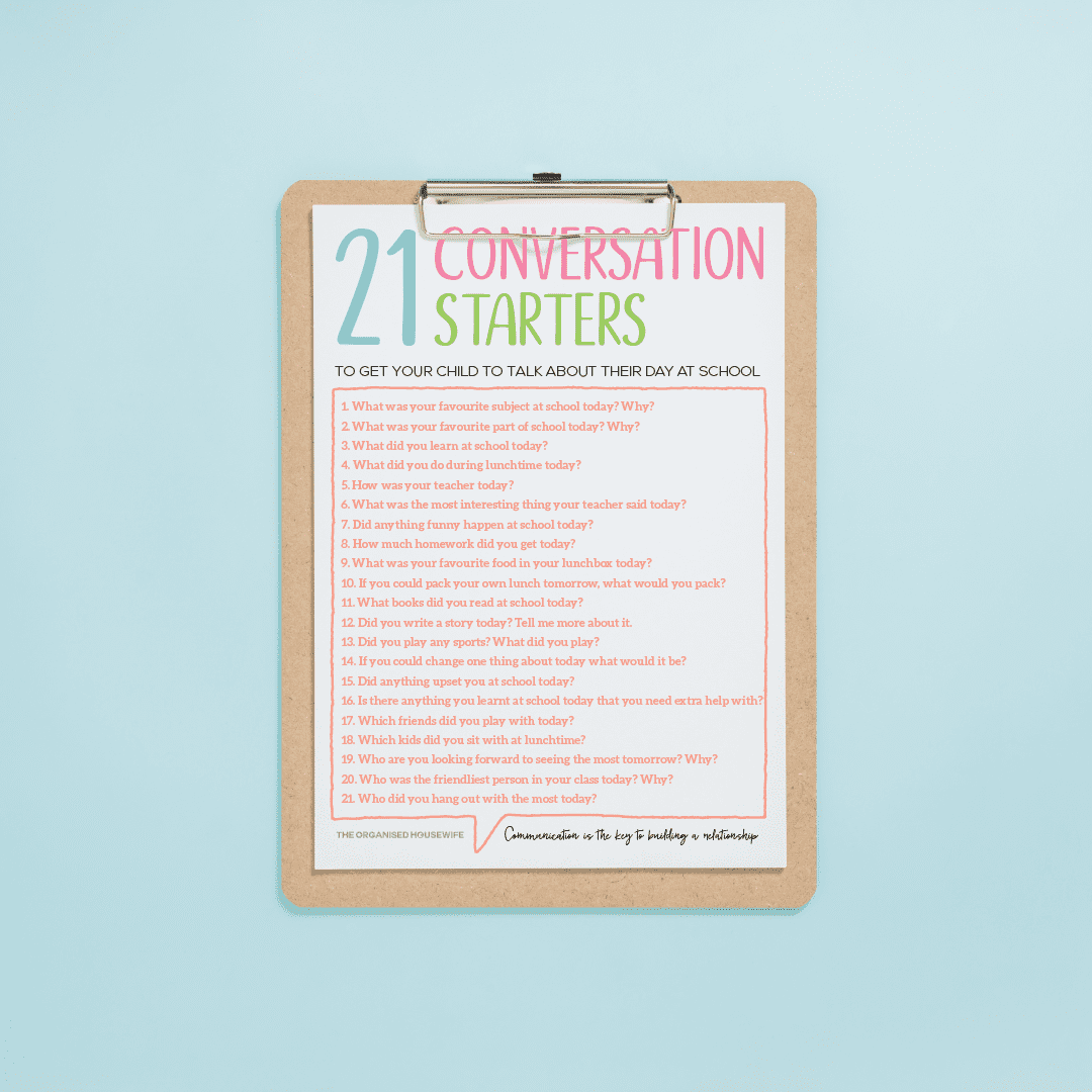 conversation starter printable to get your child to talk about their day