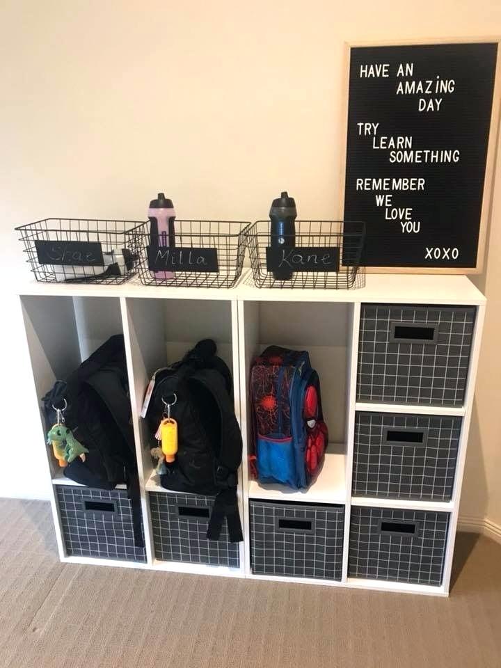 positive and happy school storage space at home