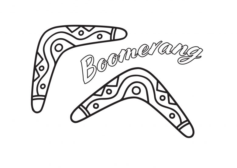 Boomerang colouring page for Australia Day