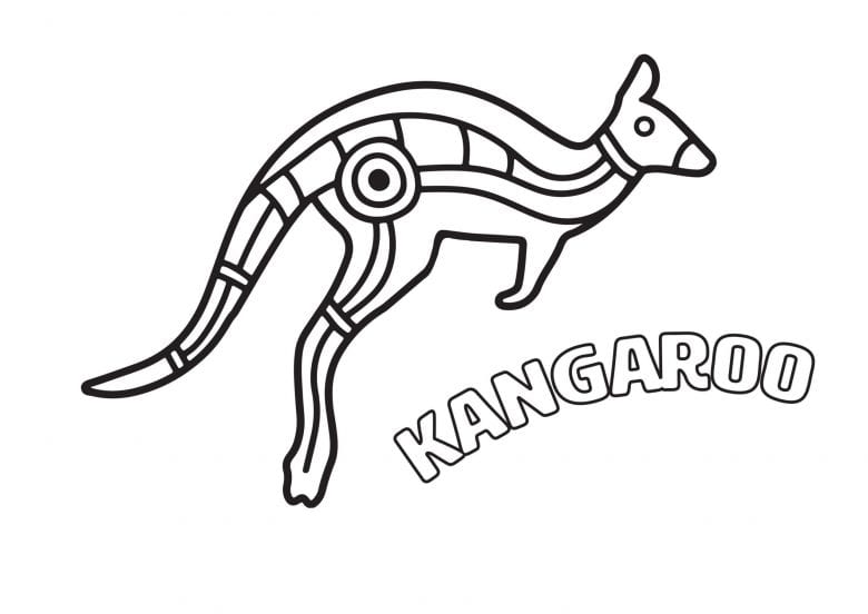 Kangaroo Aboriginal colouring in page