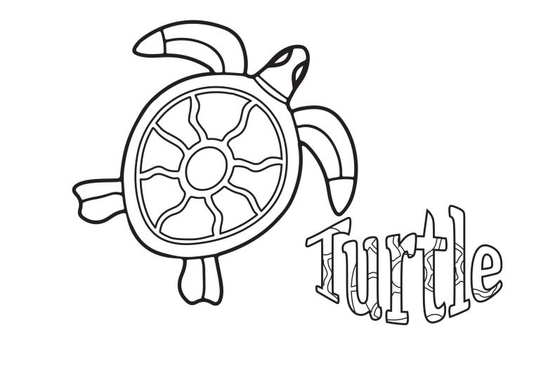 Turtle free colouring printable for kids