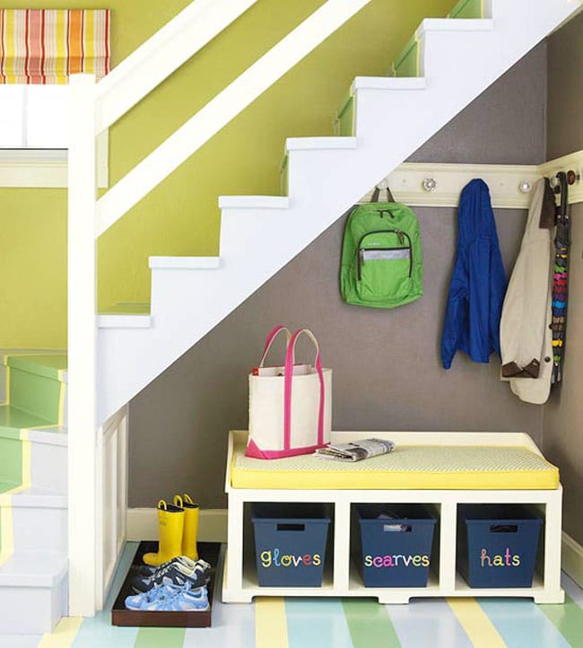 under stairs school storage space saving space