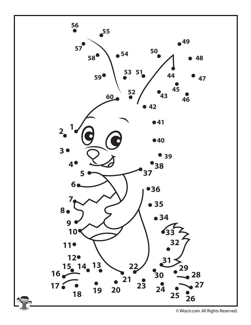 Dot to dot Easter rabbit printable