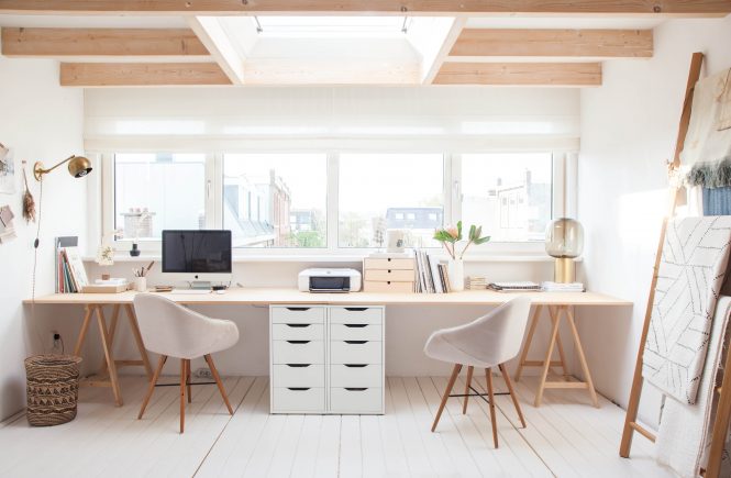 shared home office space bright white