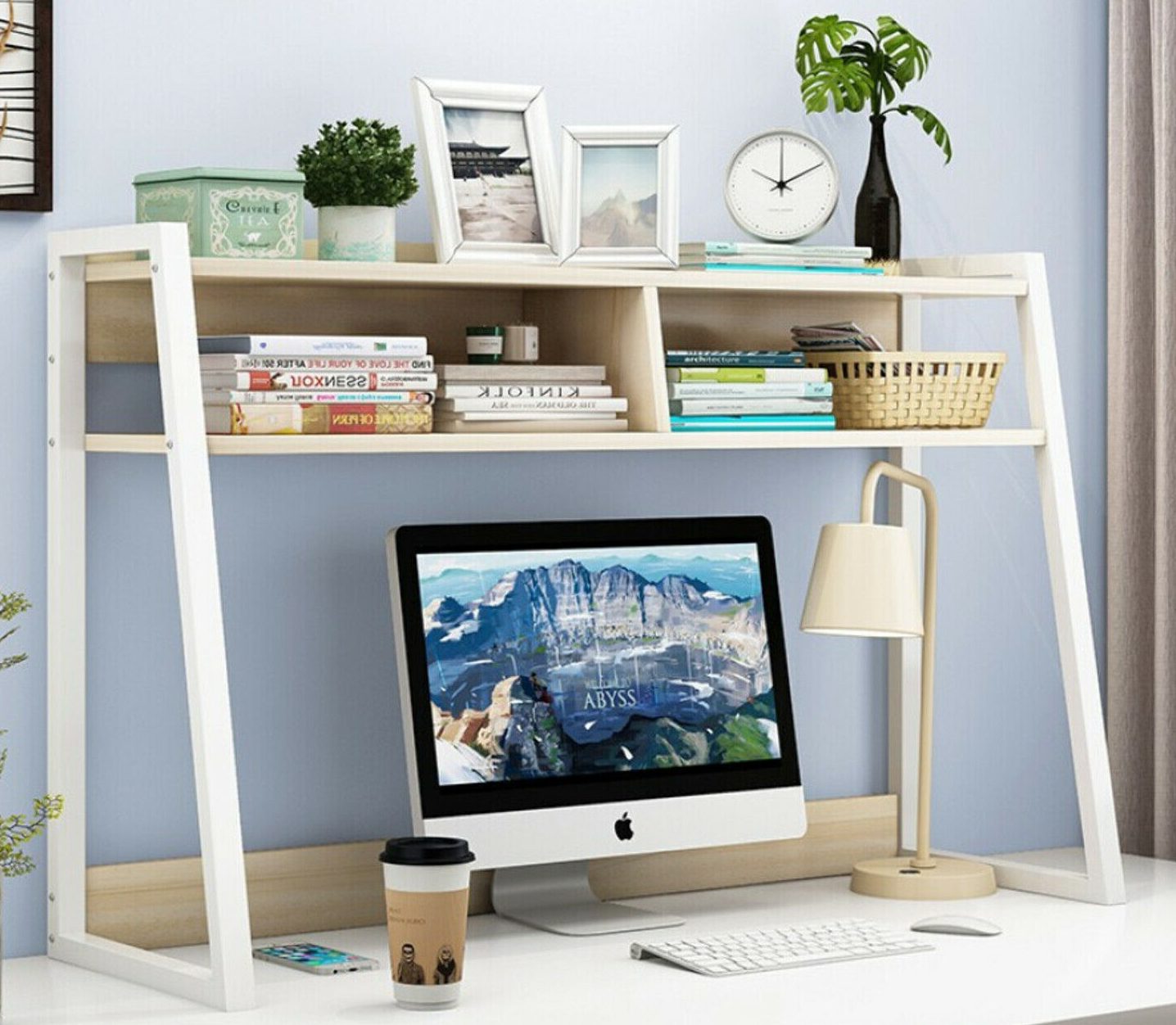 Above computer shelf storage idea