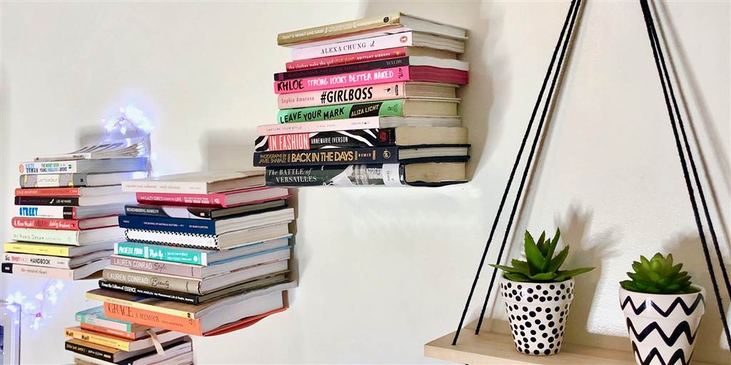 Floating invisible book shelf for home office