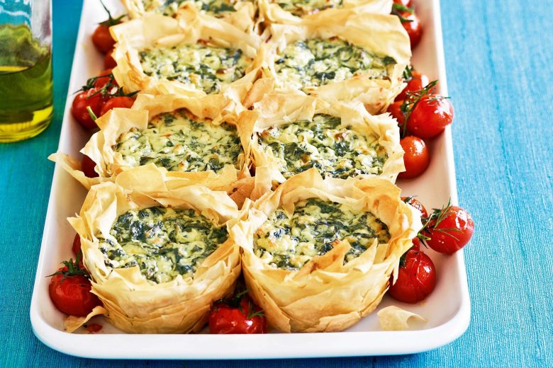 Spinach & cheese filo pies