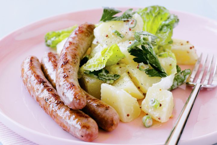 sausages and salad